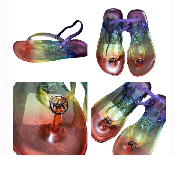 🌈 NWT, Girls Michael Kors Rainbow Jelly Sandals, Toddler 5 🌈 - Picture 2 of 3